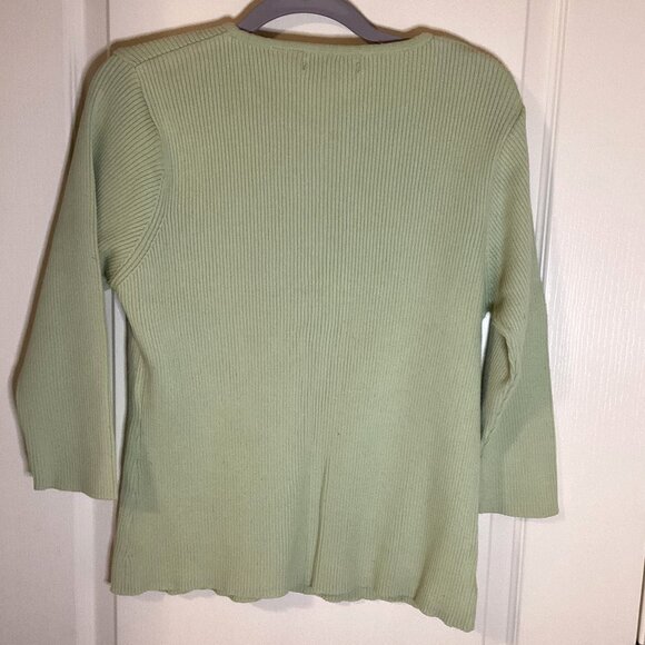 Gloria Vanderbilt Women's Knit Cotton Sweater Size XL V-Neck Stretchy Green - Picture 3 of 5